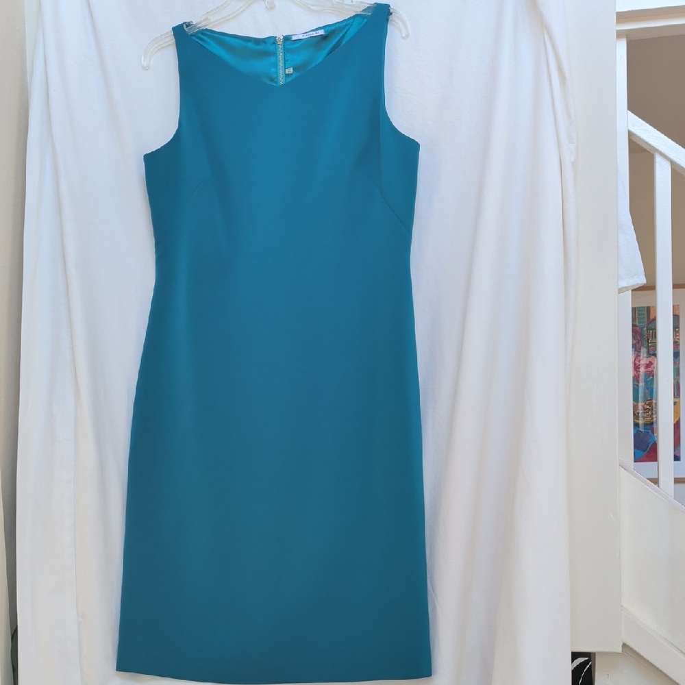T Tahari teal sleeveless shift dress NWOT